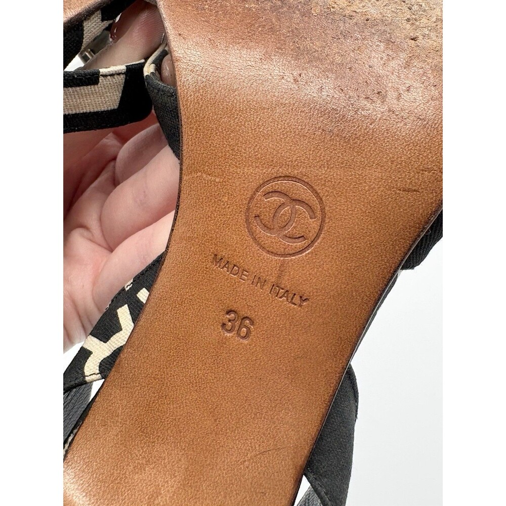 Chanel Black & White Rue Cambon Canvas Slingback Mules Vintage Y2K Size EU 36 - Picture 12 of 12